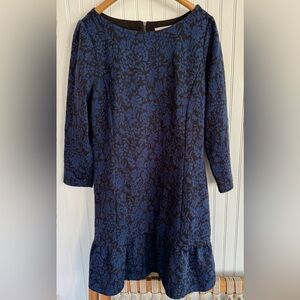 LOFT Blue Floral Long Sleeve Dress Size 8